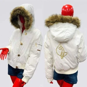 Women's Baby Phat Vintage White | Gold Hooded Faux Fur Jacket NWT - Picture 1 of 6