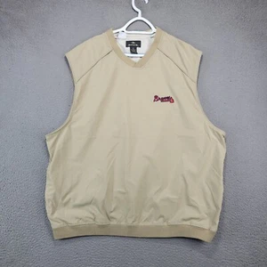 Atlanta Braves gilet uomo extra large beige anni 90 giacca a vento tasche leggere - Foto 1 di 9