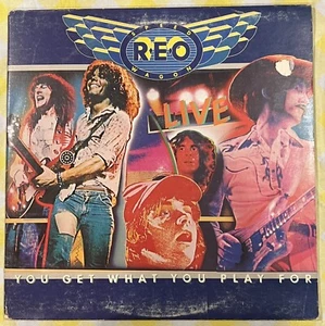 REO Speedwagon Live You Get What You Play For Vinyl LP Epic Ridin' the Storm Out - Picture 1 of 3