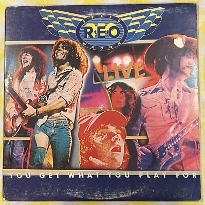 REO Speedwagon Live You Get What You Play For Vinyl LP Epic Ridin' the Storm Out - Image 1 of 3
