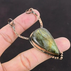 Oferta de San Valentín Labradorita Piedras Preciosas Cobre Moda Tercer Ojo Chakra Boho Colgante - Imagen 1 de 7