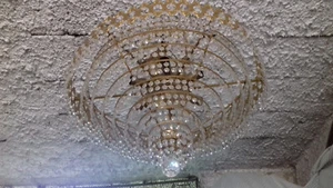Lampadario vetro 10 punti luce lampada salotto sospensione gocce cristallo oro - Foto 1 di 18