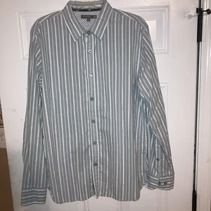 Fossil Stripe Men’s L Long Sleeve Lightweight Button Up Dress Shirt 100% Cotton - Picture 1 of 8