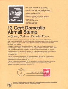 #7320 13c Airmail Envelope Stamp #C79 Souvenir Page - Picture 1 of 1