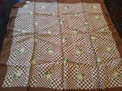 BUFANDA VINTAGE HENRYSON MARRÓN PATA DE GALLO FLORES "REPELENTE AL AGUA" HECHA EN JAPÓN Foto 1 de 4