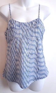 Banana Republic gerafftes SNOWDAY Ikat Spaghettiträger Top blau weiß Gr. 0 Neu mit Etikett 50 - Bild 1 von 14