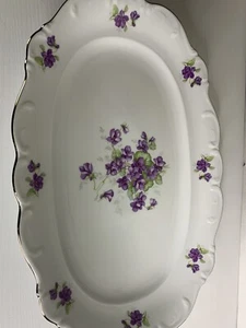Schumann Bavaria Germany Violette Large 14” Serving Platter Platinum Violets - Picture 1 of 5