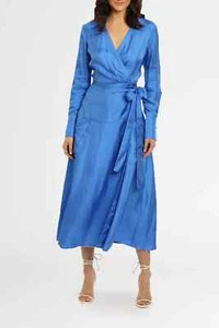 GINGER AND SMART Libertine Dress Blue Wrap Style Size 12 AU RRP 645 WITH DEFECTS - Picture 1 of 7