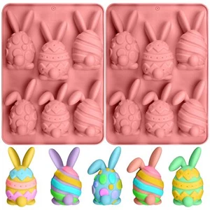 Easter Chocolate Molds - 2 Packs 12 Cavities Egg Bunny Shaped Easter Silicone... - Picture 1 of 8