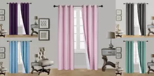 NEW 2 PANEL SILVER GROMMET WINDOW DRESSING LINED CURTAIN TREATMENT DRAPE SSNO - Picture 1 of 27