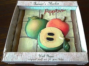 Apples Fruit SABINA LORENC Farmer's Market Wall Plaque Decor 5 1/2" X 5 1/2" 3-D - Picture 1 of 6