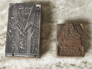 Vintage (2) Letterpress Printing Block Print Blocks Custom Tailoring Shirt Suit - Picture 1 of 6