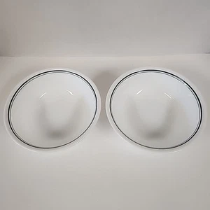 Corelle - Zenith - Cuencos de sopa de cereales - Juego de 2 - Bandas negras y verdes - 6,25" - Imagen 1 de 6