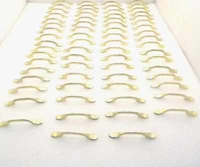 68 Винтажный желтый латунь отделка выдвижной ящик тянуть ручки набор 3» отверстие центр лот - Изображение 1 из 4