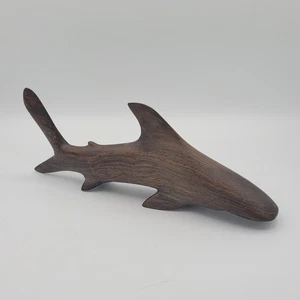 Handgeschnitzte MCM glatte Stierhai-Figur aus Holz 12 Zoll - Bild 1 von 7