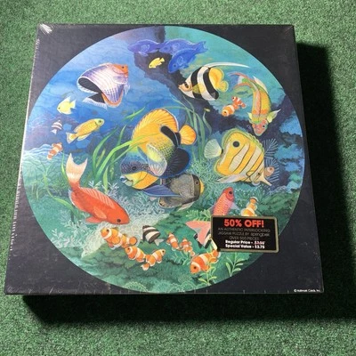 vntg Springbok Round Puzzle Undersea Enchantment Tropical Fish Reef  Hallmark - Image 1 of 4