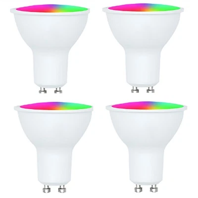 Tuya Bulb 4 Pack GU10 RGB CW+ LED Light Bulbs 5W Dimmable Lamps   APP4972 - Image 1 of 4
