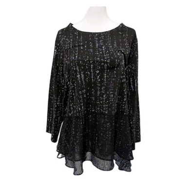 Женский размер большой просто Вера Ванг черный фиолетовый богемное туника рубашка блузка б/у в отличном состоянии - Изображение 1 из 4