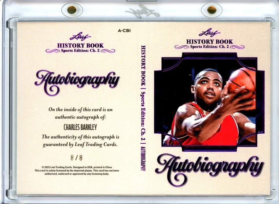 2025 Leaf History Book Chapter 2 Charles Barkley Auto 8/8 Autograph Book Card - Image 1 of 2