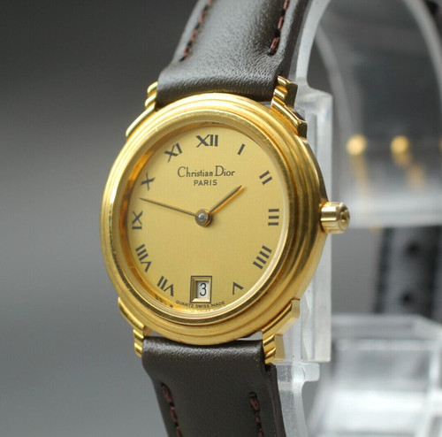 [N MINT] Orologio da donna vintage Christian Dior oro 48.122.3 Roman Qz dal GIAPPONE