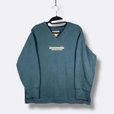 Vintage Abercrombie & Fitch V Neck Sweatshirt Womens S Oversized Embroidered - Image 1 of 4