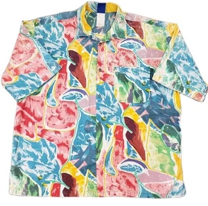 Gotcha Shirt Mens XL Red Blue Yellow Vintage Surfer Skater Button Up Art Deco - Picture 1 of 8