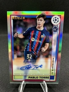 TOPPS MERLIN 2022-23 HOLO PABLO TORRE RC ROOKIE BARCELONA AUTO AC-PT - Imagen 1 de 2