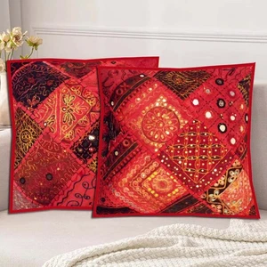 Cushion Cover 2 Pc Decorative Home Decor Cushion Cover Beaded Table/ Sofa Pillow - Picture 1 of 10