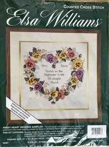 NEU Elsa Williams gezählt Kreuzstich Blumen Herz Hochzeit Muster 12"x12" - Bild 1 von 5