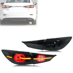 LED Tail Lights for Mazda 3 2014-2018 Sedan Sequential Black Rear Lamps Assembly - Picture 1 of 5