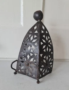 Spanish Moorish Cast Iron Pierced Candle Lantern | Gothic Mudejar - Picture 1 of 13