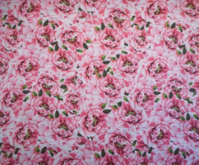 Tela Edredón Embalada por Yarda Rosa Floral Hojas Verdes Algodón Premium Foto 1 de 2