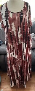 Ladies Plus Size 4XL 22-24 Smock Maxi Dress Tribals Pattern Bnwt - Picture 1 of 7