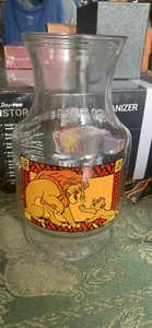 Disney The Lion King Simba & Mufasa 9" Glass Carafe Pitcher Vase Vintage - Picture 1 of 2