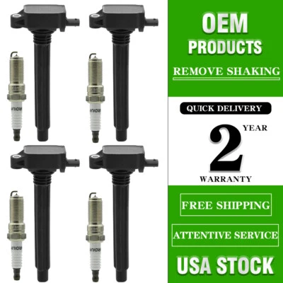 Paquete de 4 bobinas de encendido + bujías para Dodge Dart 2014 2015 2016 2,4 L UF751 Foto 1 de 4