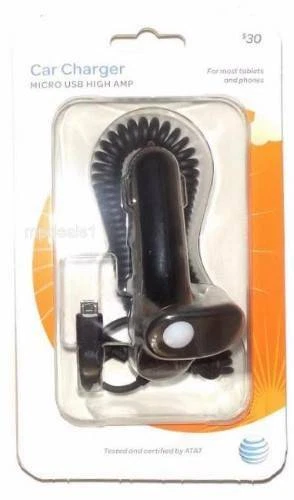 New OEM Original AT&T Car Charger Micro USB With USB Port For Samsung LG HTC - Image 1 of 2