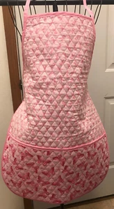 Apron Free Cancer Adult Reversible Cotton Pink Butterfly Pockets Machine Quilted - Picture 1 of 4