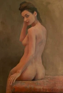 WILLIAM OXER ORIGINAL "Before the Evening out" cute nude girl pretty PAINTING - Picture 1 of 1