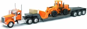 New Ray 10623 Kenworth W900 Lowboy With Construction Tractor, Plastic - Picture 1 of 1