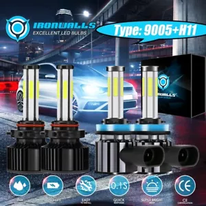 6-Sides 9005+H11 LED Headlight Combo High Low Beam Bulbs Kit Super White Bright - Foto 1 di 12