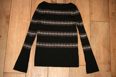 ¡NUEVO! Jersey de noche negro TALLA 8 rayas cobre y plata elástico acanalado festivo  Foto 1 de 3