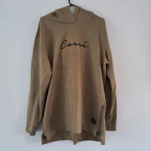Carre Jumper Mens Large Hoodie Green Khaki Pullover Sweatshirt Side Zip Hooded - Picture 1 of 10