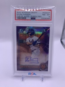 2022 Bowman Draft 1st Kevin Parada Purple Refractor Auto /250 Mets PSA 8