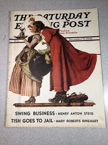 [Complete] Saturday Evening Post Dec 19 1936 Rockwell Mistletoe Kiss / Feast - Picture 1 of 24