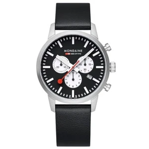 Mondaine MSD.41420.LBV Neo Chronograph 41 mm Steel Leather Quartz Men's Watch - Picture 1 of 5
