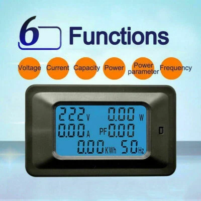 100A AC LCD Digital Volt Power Voltage Meter Monitor KWh Voltmeter Amperemeter - Bild 1 von 4