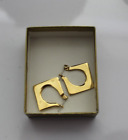 Avon Gold Tone Square Hoop Pierced Earrings 1"
