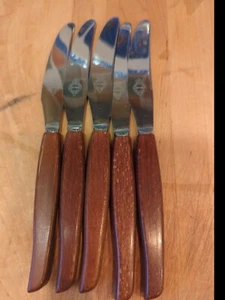 Glanzholz Besteck Konvolut 5 Starter Kurs Messer Teak 60er Jahre Top Zustand - Bild 1 von 5