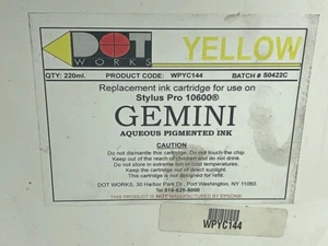 Dotworks Gemini, Yellow Ink for Epson Stylus Pro 10600, 220ml - Picture 1 of 2