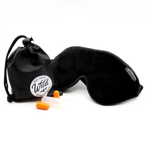 Wild Essentials Escape Luxus Reise Schlafmaske W / Tasche & Ohrstöpsel Schwarz - Picture 1 of 10